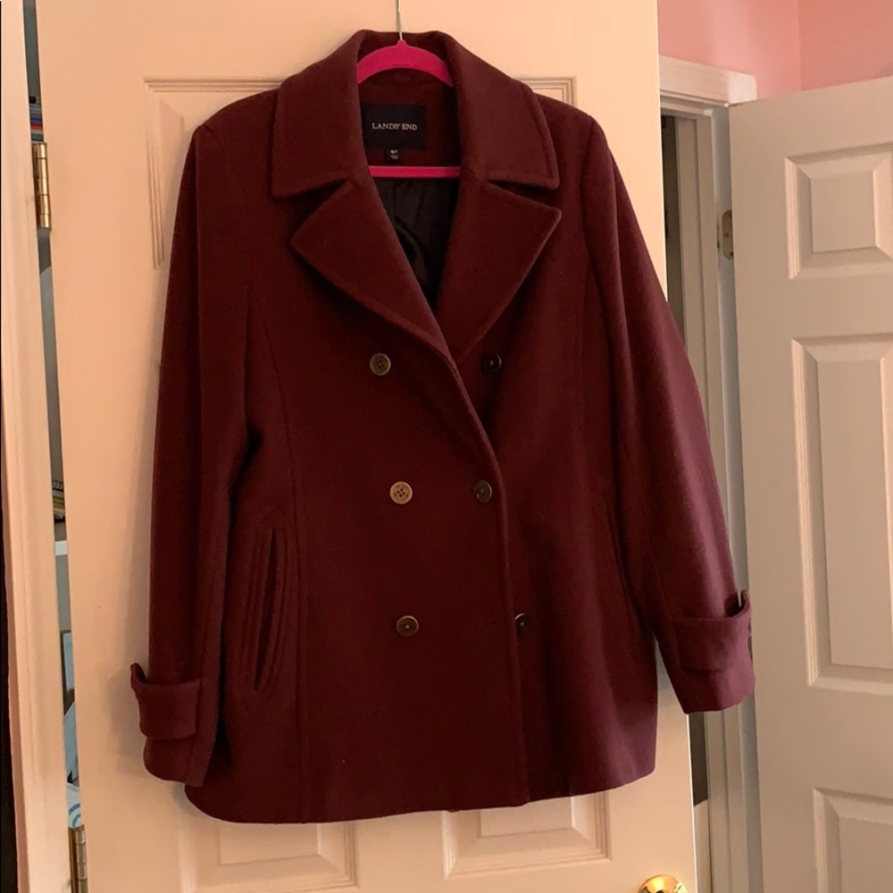 Land’s End Burgundy Pea Coat